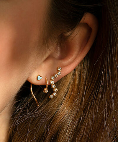Alternative view of STINE A - PETIT LOVE HEART LIGHT BLUE ENAMEL GOLD