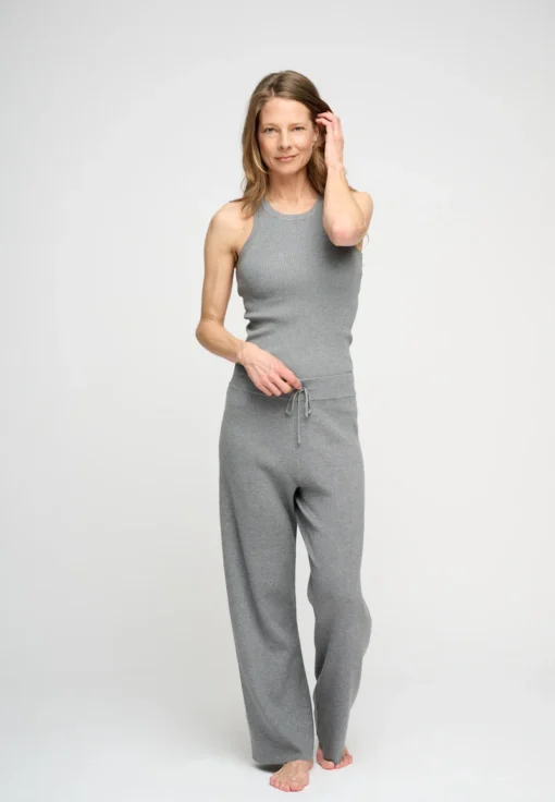 Moshi Moshi Mind - Hali Knit Pants, Grey Melange - Image 2