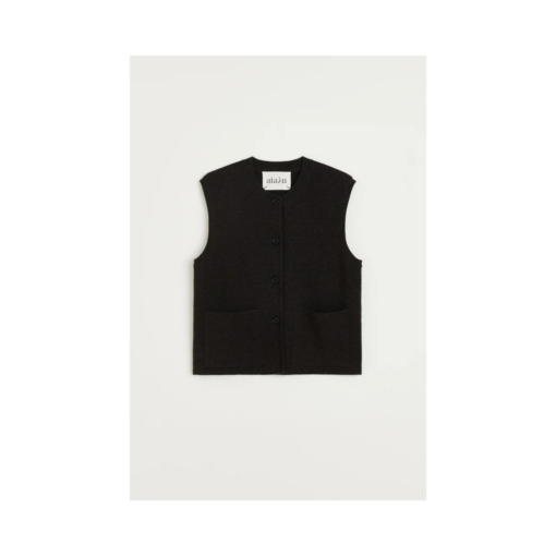 Aiayu - Elva Pure Merino Wool Vest, Dark Brown Melange