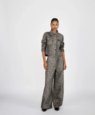 Inja Leopard print wide leg pants I Snow leopard