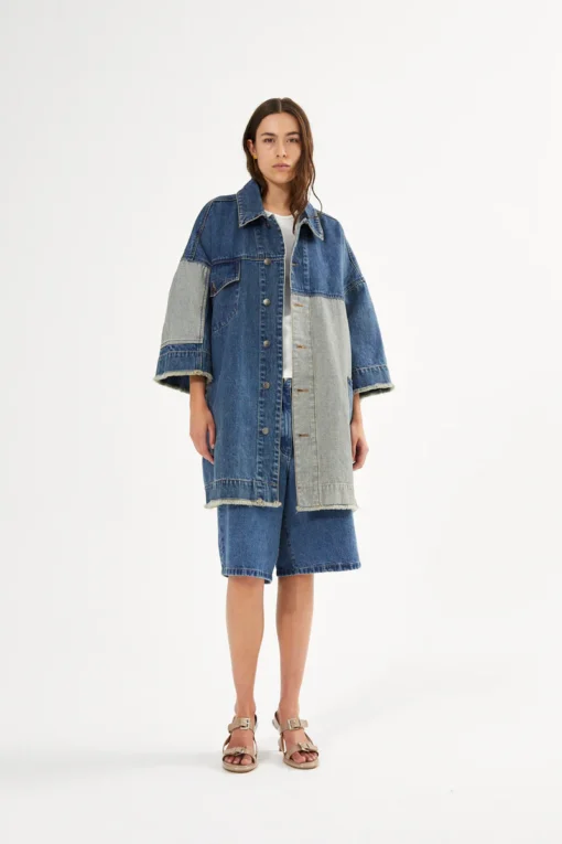 Rabens Saloner - Oya Denim kimono jacket, Washed indigo - Image 2