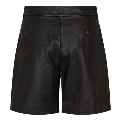 Co'couture - PhoebeCC Leather Pleat Shorts, Black - Image 4