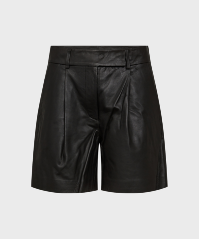 Co'couture - PhoebeCC Leather Pleat Shorts Black