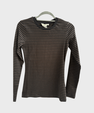 Basic Apparel – Ludmilla LS Tee, Chocolate Torte/Black