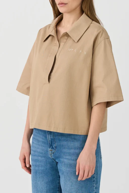 IVY - Morisette Oversize Polo Shirt, Khaki - Image 3
