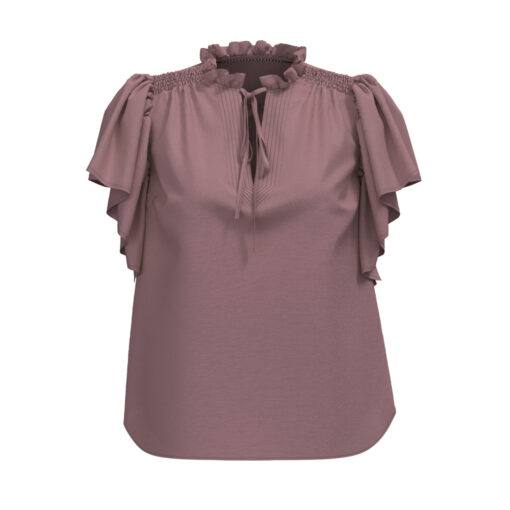 Co’Couture – HeraCC SS Frill Top, Old Rose - Image 2
