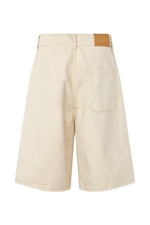 Rabens Saloner - Raha Denim Wide Shorts, Ecru - Image 4