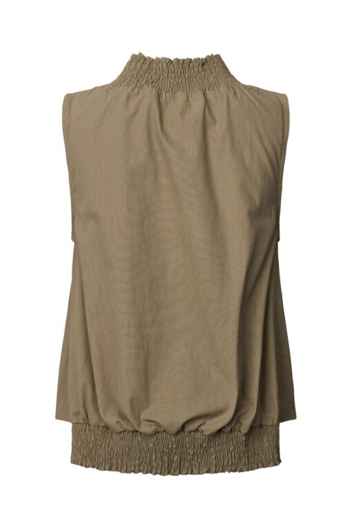 Rabens Saloner - Fiola Poplin Heavy Shirring Top, Dry Bark - Image 6