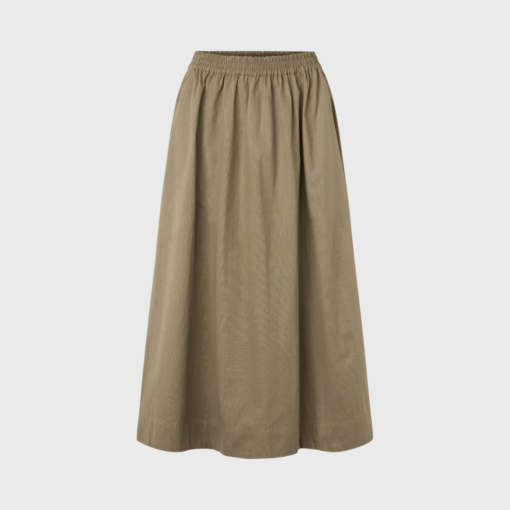 Rabens Saloner - Guri Poplin Heavy Full Skirt, Dry Bark