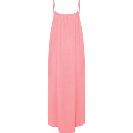 Frau – Vancouver SL Long Dress, Hot Coral Stripe - Image 2
