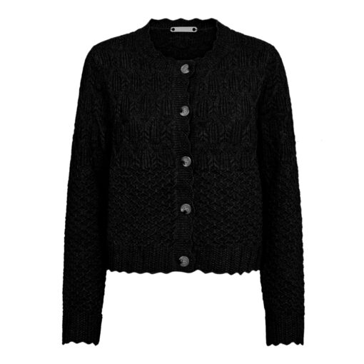 Co'Couture - Pointelle Cardigan, Sort - Image 2