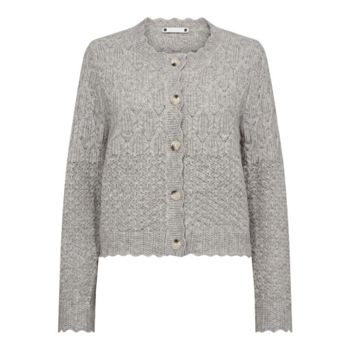 Co’Couture – Pointelle Cardigan, Pale Grey - Image 2