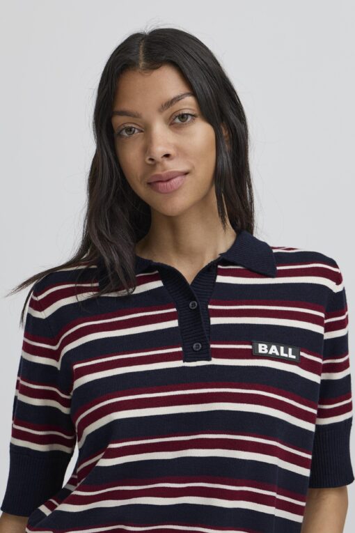 Ball - Bamariette Knit SL Polo, Navy - Image 3
