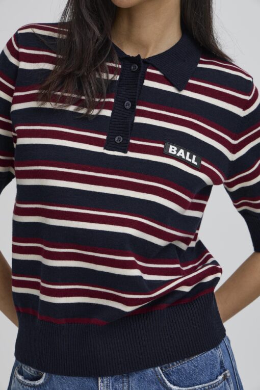 Ball - Bamariette Knit SL Polo, Navy - Image 6
