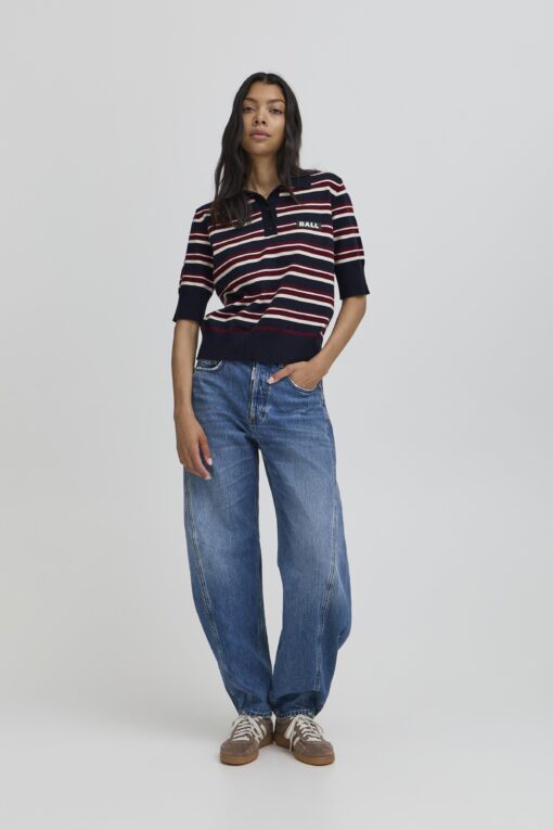 Ball - Bamariette Knit SL Polo, Navy - Image 5
