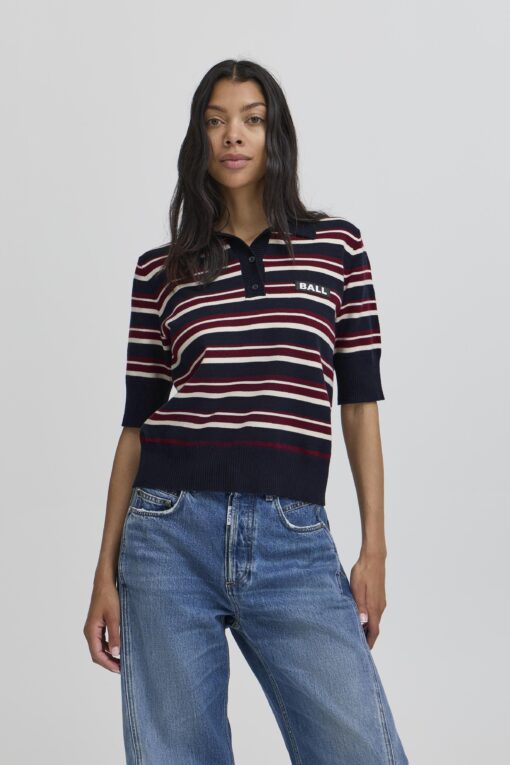 Ball - Bamariette Knit SL Polo, Navy - Image 2