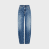 Loose fit damejeans i medium blå vask med høj talje og lige ben – afslappet og stilrent look i 100% bomuld.