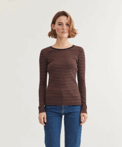 Basic Apparel – Ludmilla LS Tee, Carafe/Black