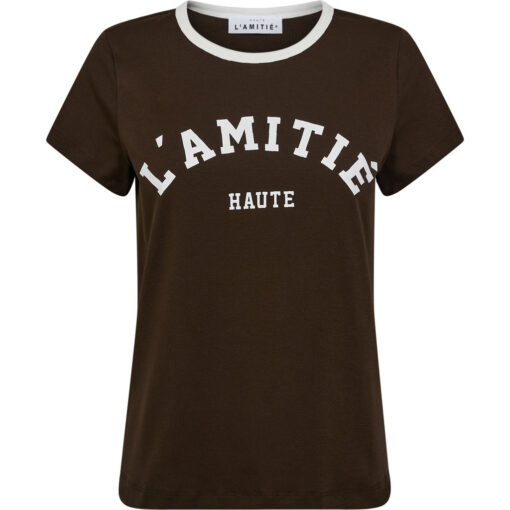 Haute L’amitié – Neckline Logo Tee, Mocca - Image 2