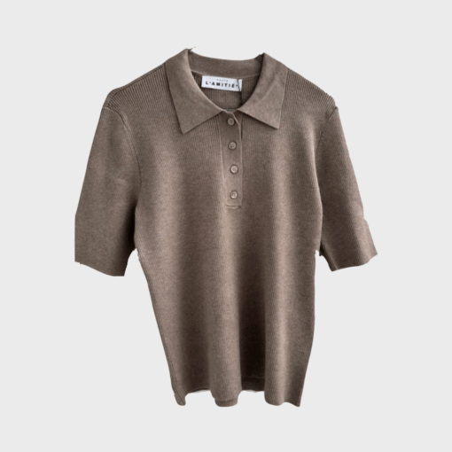 Haute L’amitié – Piccolo SS Polo Rib Knit, Walnut Melange