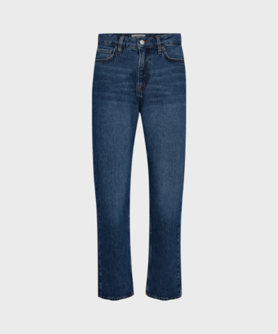Tonya Cropped Jeans fra IVY i mellemblå vask, med høj talje, tapered ben og klassisk femlommersdesign.
