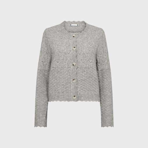 Co’Couture – Pointelle Cardigan, Pale Grey