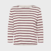 Part Two NelaPW T-shirt i tawny port stripe – bådhals og 3/4-ærmer