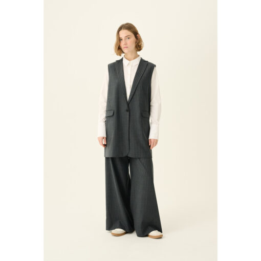 Rue de Tokyo - Papina Wool Pants , Grey Pinestripe - Image 4