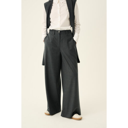 Rue de Tokyo - Papina Wool Pants , Grey Pinestripe - Image 5