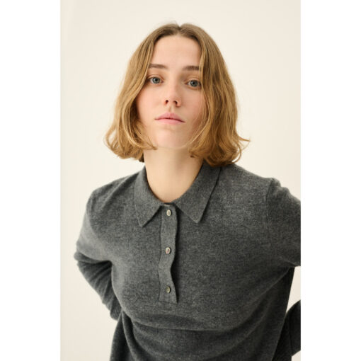 Rue de Tokyo - Kura Merino Wool Polo, Grey - Image 2