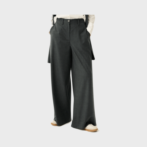 Rue de Tokyo - Papina Wool Pants , Grey Pinestripe