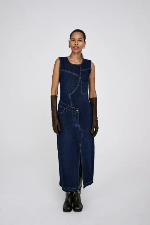 Rabens Saloner - Inette Patchwork Denim dress, Indigo - Image 2