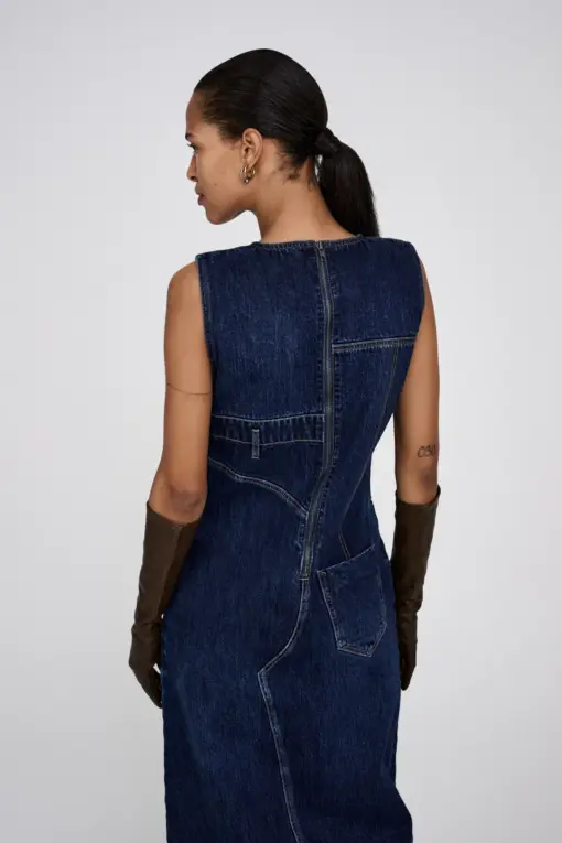 Rabens Saloner - Inette Patchwork Denim dress, Indigo - Image 4