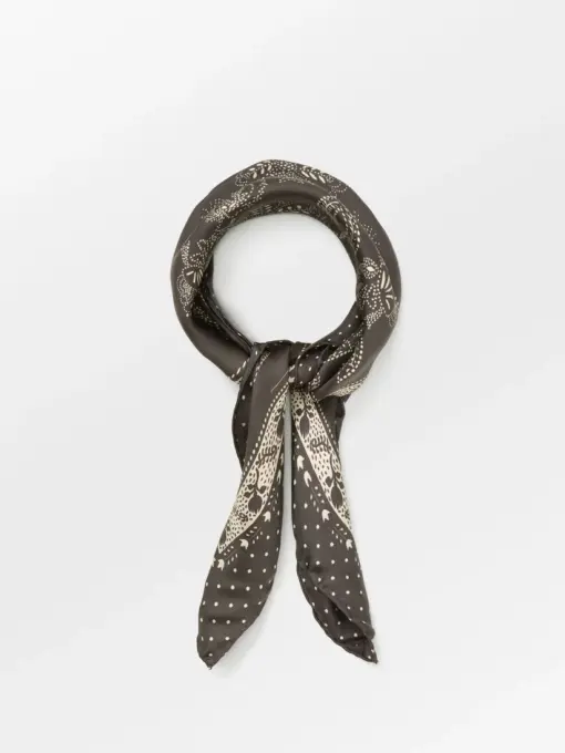 Becksøndergaard - Dotted Flora Sia Scarf, Hot Fudge Brown - Image 3