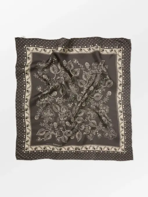 Becksøndergaard - Dotted Flora Sia Scarf, Hot Fudge Brown - Image 4