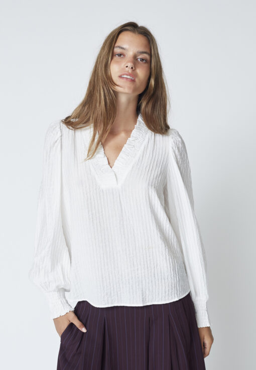 Co'Couture – Shinacc V-Blouse, Off White - Billede 2