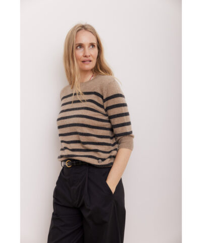 Alternative view of Beta Studios - Bianca Striped Lady Sleeve, Brown/Grey
