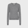 Abbie O-Neck Basic Cashmere Sweater i Grey Melange – Klassisk striktrøje i 100% cashmere fra Beta Studios