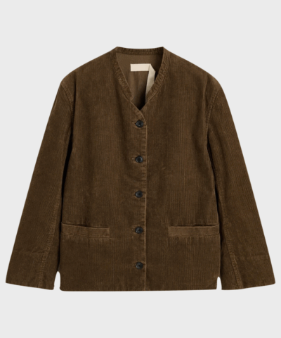 Aiayu Angela corduroy jacket i barkbrun med workwear-inspireret krave og detaljer