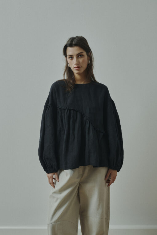 Anne-Mi – Kaya LS Blouse, Washed Black - Billede 6