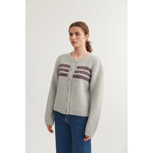 Basic Apparel – Anche Cardigan, Light Grey Mel / Sky Captain - Billede 2