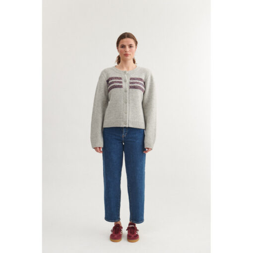 Basic Apparel – Anche Cardigan, Light Grey Mel / Sky Captain - Billede 4
