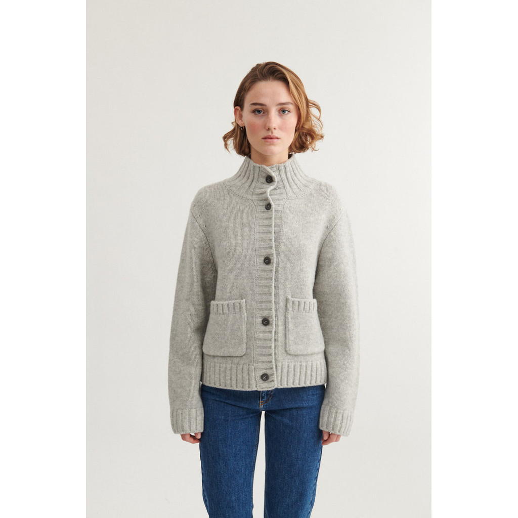 Basic Apparel – Blanche Cardigan, Grey Mel - Billede 2