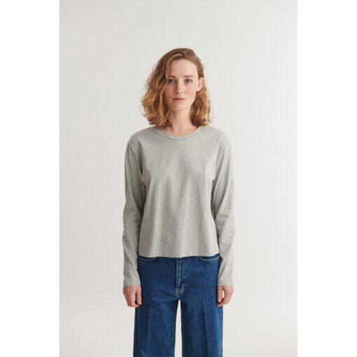 Basic Apparel – Raja LS Trøje – Light Grey Mel - Billede 2