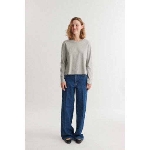 Basic Apparel – Raja LS Trøje – Light Grey Mel - Billede 4
