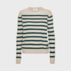 Bibi Striped O-Neck cashmere sweater i Sand Melange og Botanic Green fra Beta Studios