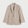 Biena enkeltradet blazer i Cobblestone – oversized uld- og alpakablanding med knaplukning og lommer