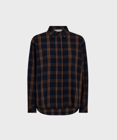 Co'Couture Shinacc Pintuck Blouse – Mørkebrun | Ternet bomuldsskjorte