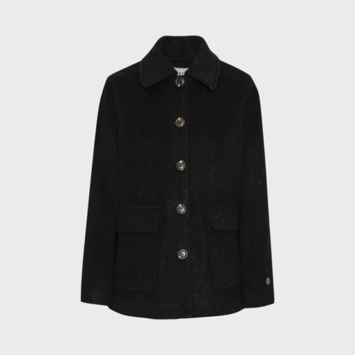 Jolly Jacket i Dark Grey Melange, kort jakke med luksuriøst for og håndstyre syninger – Beta Studios