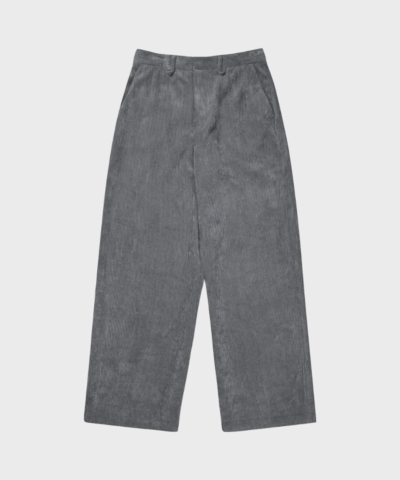 LeLouis Pants fra MUNTHE – brede fløjlsbukser i charcoal med lommer og bæltestropper